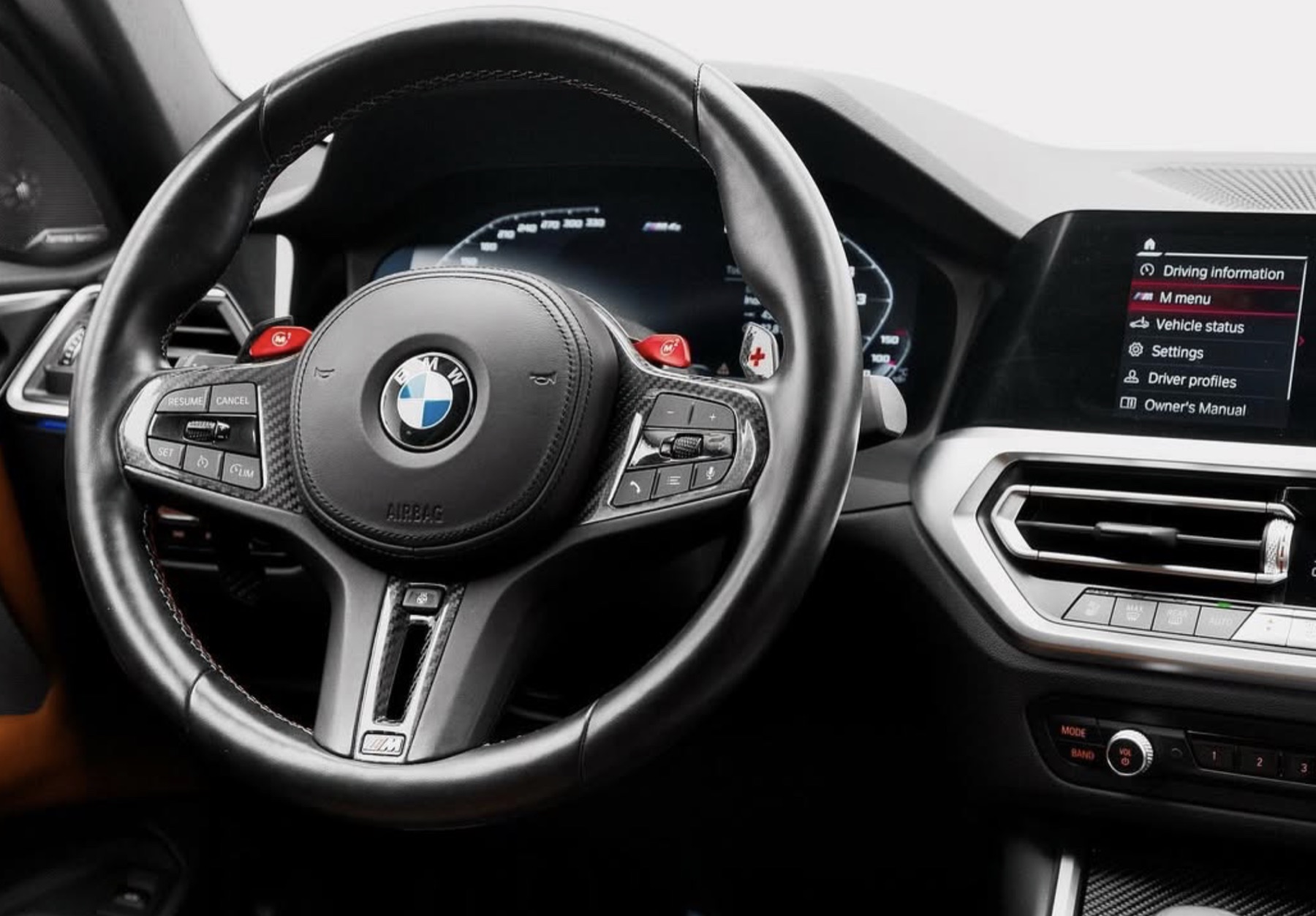 BMW M4 steering wheel interior