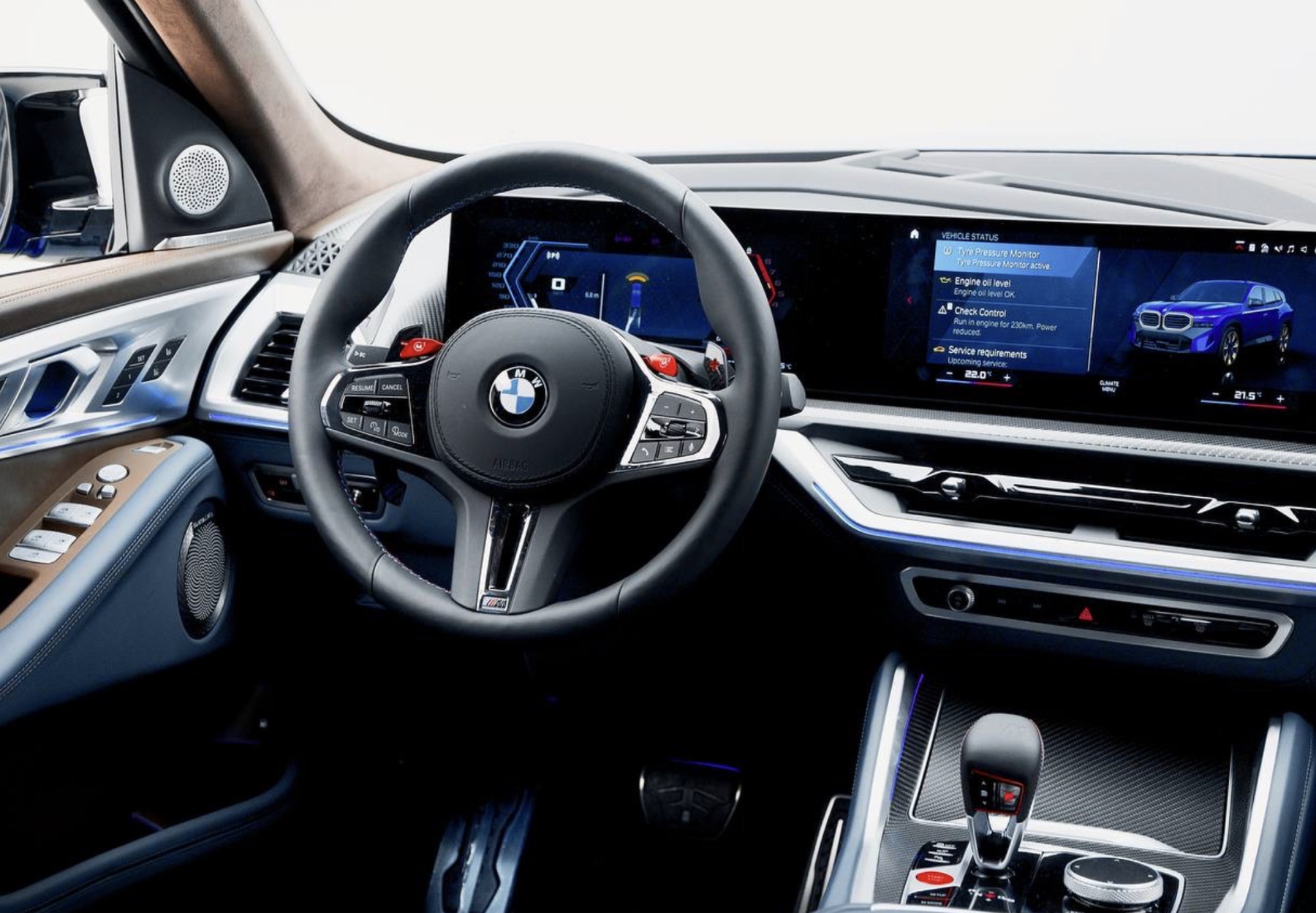 BMW XM Blue interior detail