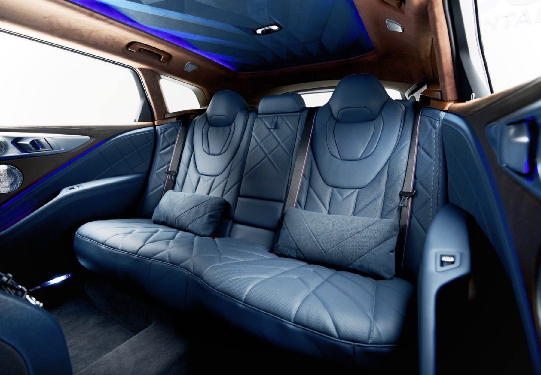 BMW XM Blue rear seating and cabin comfort