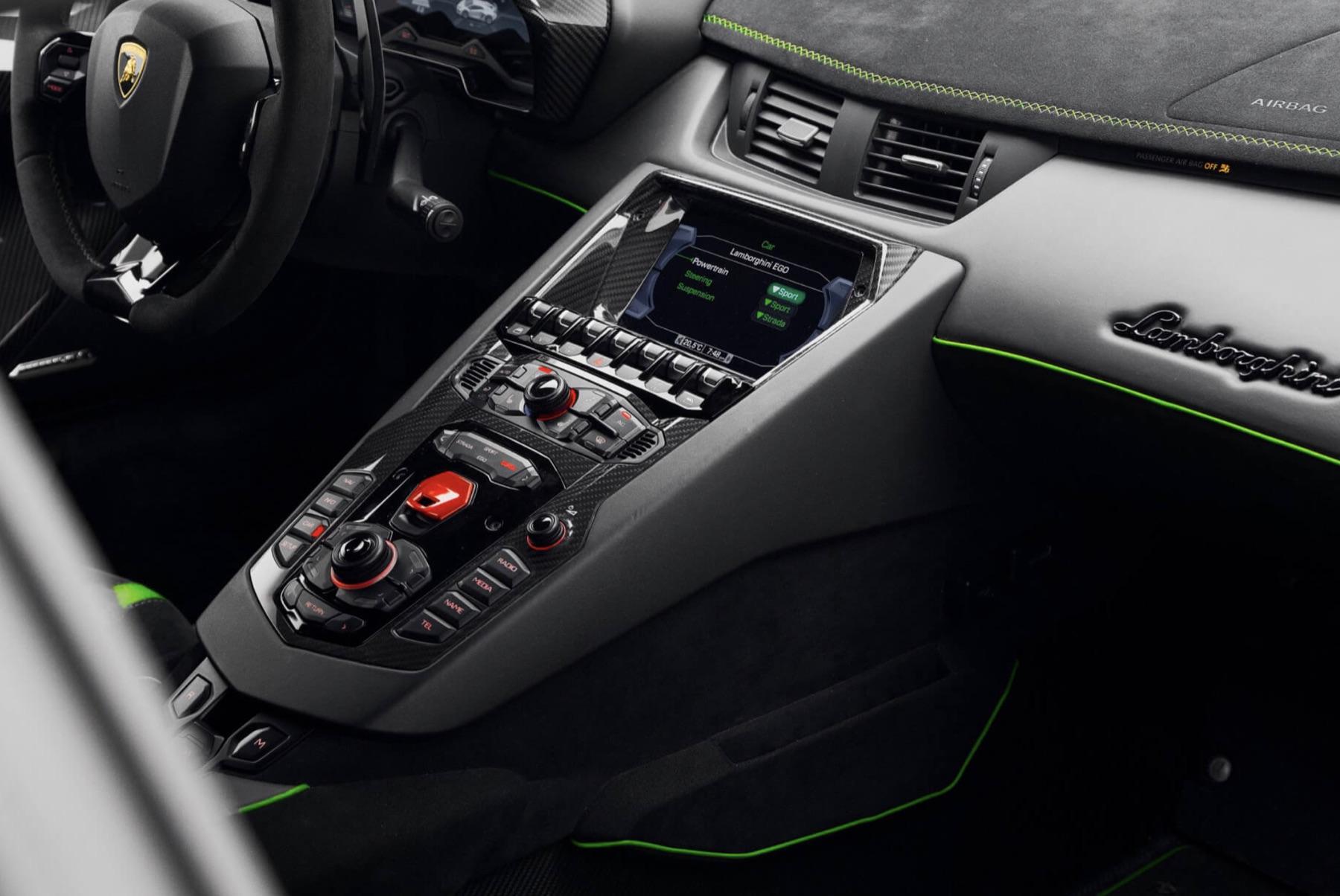 Lamborghini Aventador SVJ steering wheel detail